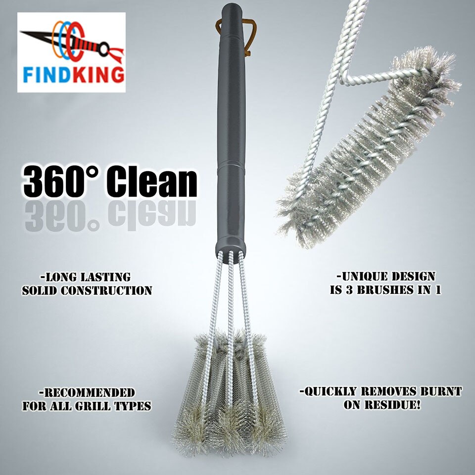 18 inch Grill Cleaning Brush BBQ tool grill brush 3 Stainless Steel Brushes In 1 Cleanin bbq Accessories Best cleaner barbecue