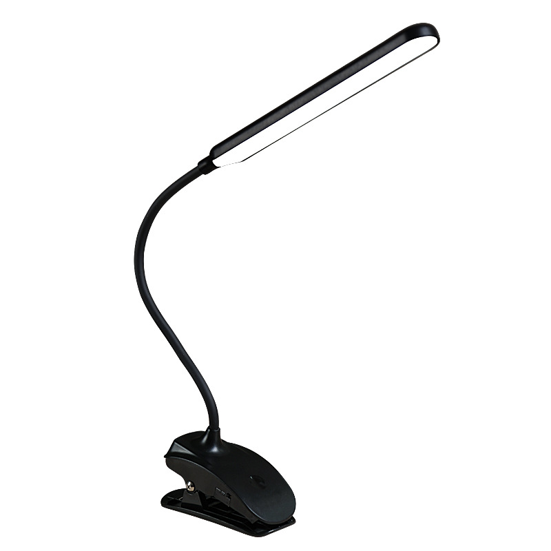 Lámpara led de clip de carga USB, protección ocular, pequeña lámpara de escritorio para estudiantes, lectura de escritorio, lámpara de clip de carga, lámpara de mesita de noche para dormitorio: Azul / Castaño