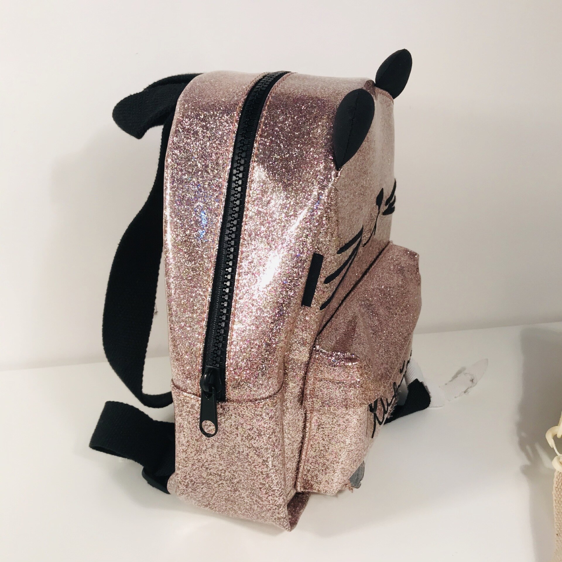 product shiny pink leather animal cat embossed mini cartoon cute backpack