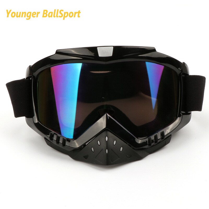 Motorcycle Protective Gears Flexible Cross Helmet Face Mask Motocross Goggles ATV Dirt Bike UTV Eyewear Gear Glasses Ski goggles: black-colorful