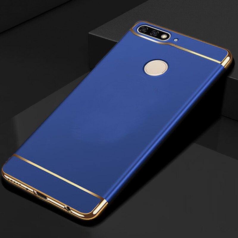 Funda de lujo para Huawei Honor 7c Pro funda de protección de 360 grados funda dura para teléfono 3 en 1 funda en funda Honor7c 7 C AUM-L41: 7c pro (5.99 inch) / Azul