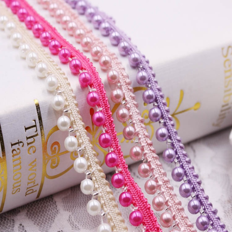Cinta para ajuste de borde de encaje de perlas de 10 yardas, adornos de encaje trenzado, ribete de cuentas, tela bordada, apliques de costura, manualidades DIY, decoración de ropa