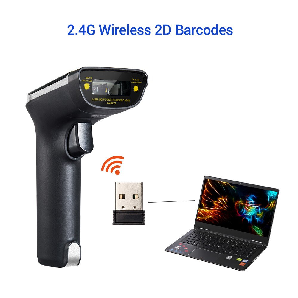 EYOYO EY-007A escáner de código de barras 1D/2D inalámbrico 2,4G 2D lector de código QR vibración PDF417 2D escáner inalámbrico