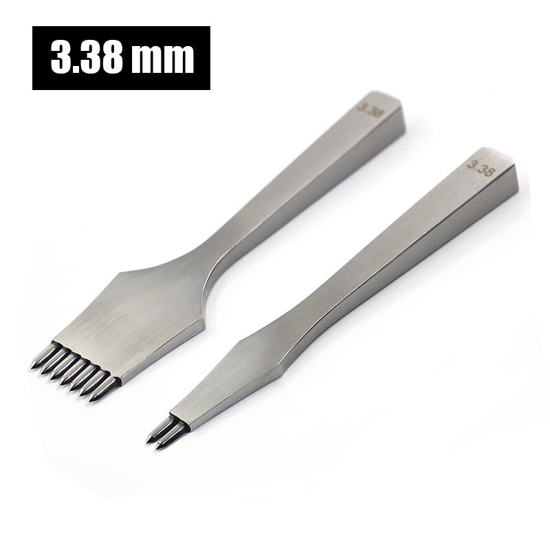 Leather Die-steel Chisel French Style Pricking Sharp Leather Punching Tool Polish-3.0/3.38/3.85mm Stitching Tool: 3.38mm 2 7prong