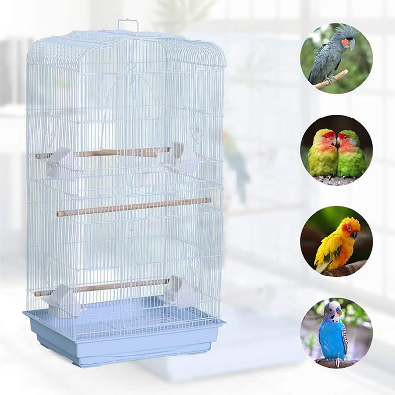 Jaula blanca para pájaros de doble capa, casa para exteriores, de alambre, jaula grande para pájaros, loro Canario para periquitos, aviario canario con ruedas, HWC