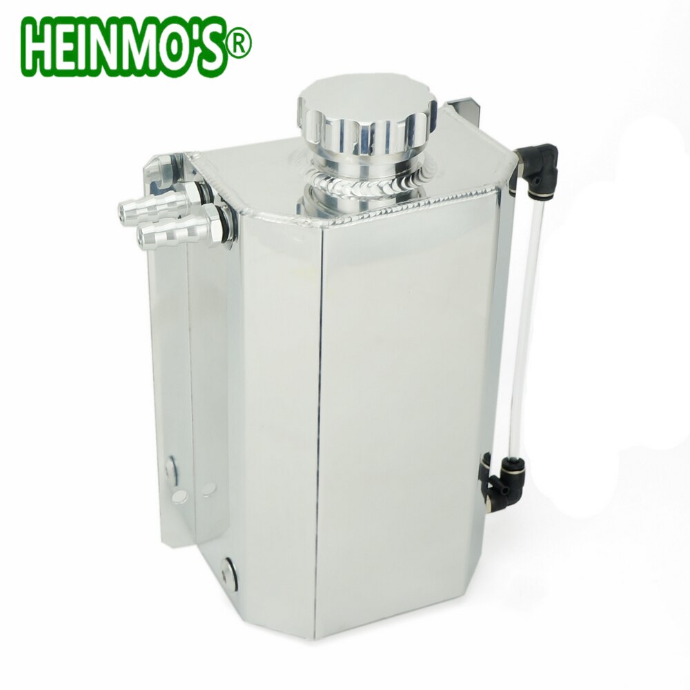 2 Litre Universal Car Engine Oil Catch Tank Can Aluminum Anodized Silver Auto Reservoir Tank 2000ml