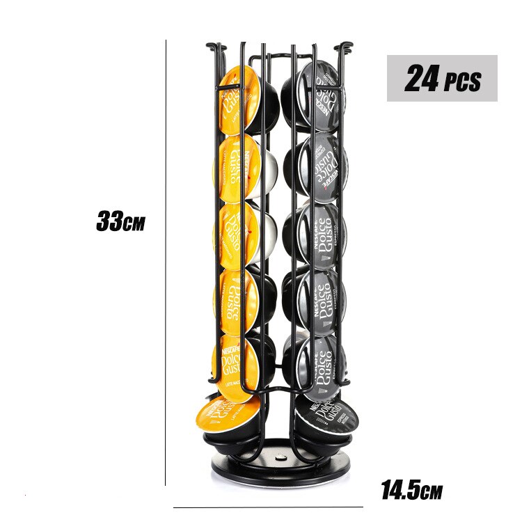 Dolce Gusto Koffie Capsule Rack Houder Organizer Voor 24/32 Pods 360 Draaibare Standaard Koffie Station Voor Keuken Of Kantoor: 24 Dolce gusto Black