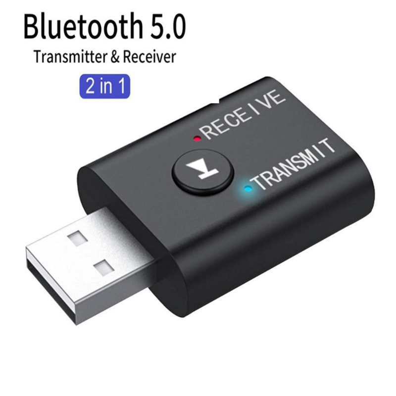 Receptor de áudio sem fio e transmissor, dupla função adaptador, Dongle USB, alto-falante, fone de ouvido, carro, BT5.0