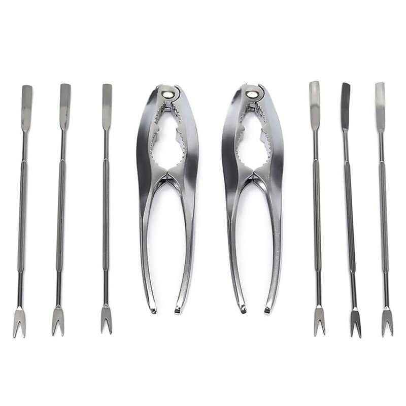 AFBC 8 Pcs Per Set Eating Crab Tool Walnut Pliers Crab Needles Seafood Forks Crab Crackers: Default Title
