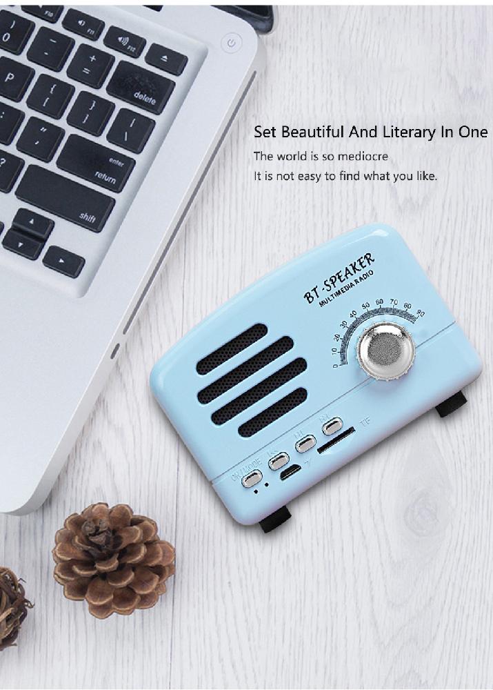 retro Tragbare Bluetooth Lautsprecher Klassische Musik Spieler Mini Drahtlose Bluetooth Lautsprecher Radio USB/TF Karte soundbox Musik Kasten: Blau
