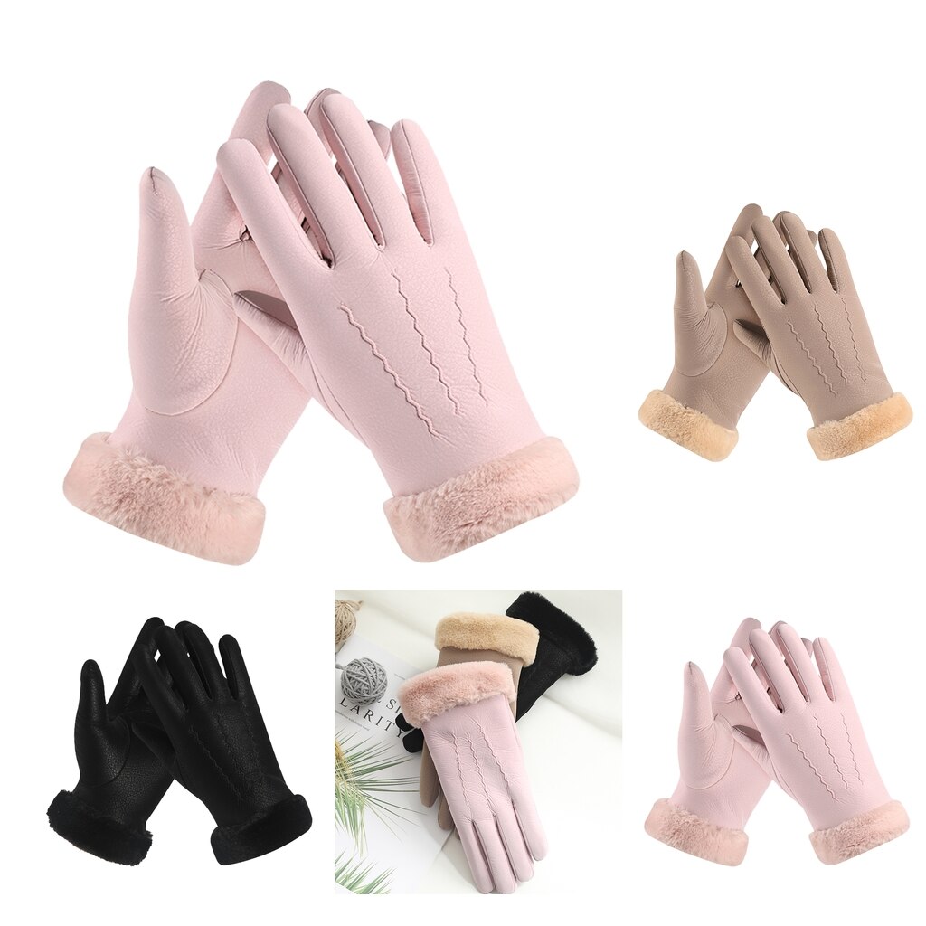 Winter Warm Vrouwen Meisje Handschoenen Koud Weer Winddicht Fietsen Handschoenen Roze Zwart Kaki Touch Screen Handschoenen Vrouwen