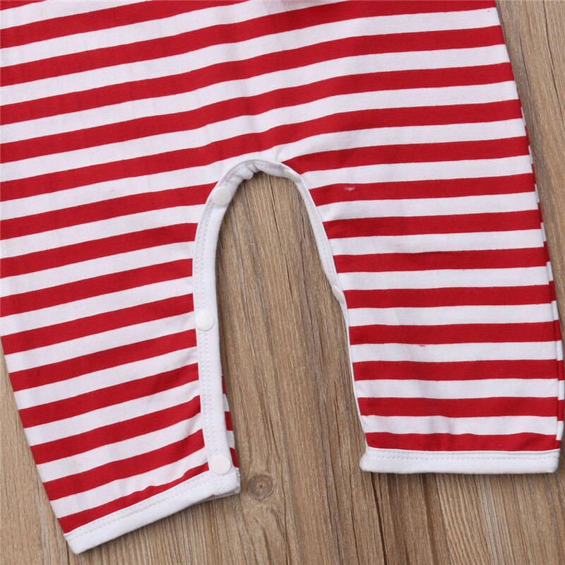 Leuke Pasgeboren Baby Meisje Jongen Xmas Herten Kostuum Gestreepte Romper Jumpsuit Outfits Kerst Kleding 0-18 m 6 m 9 m