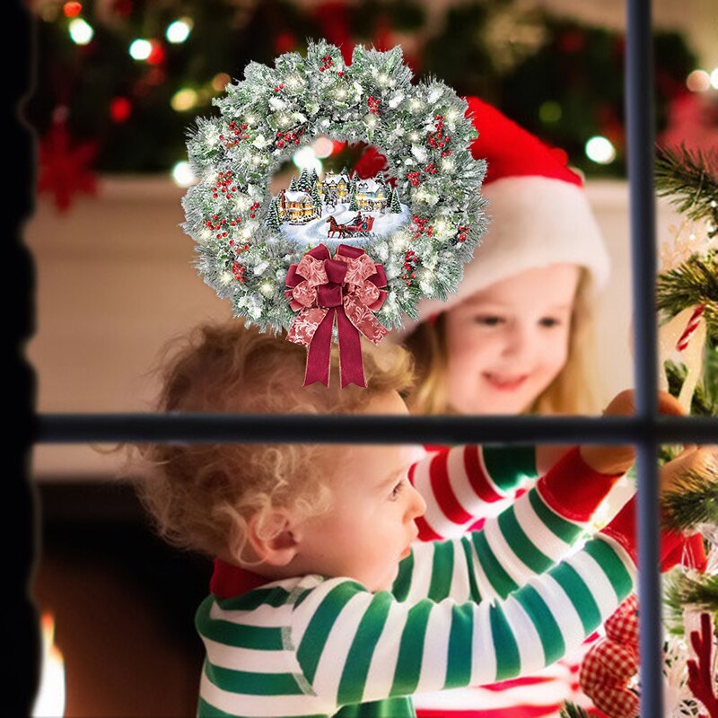 Christmas Garland Cartoon Static Stickers Moisture Proof Window Glass Door Home Decoration JA55