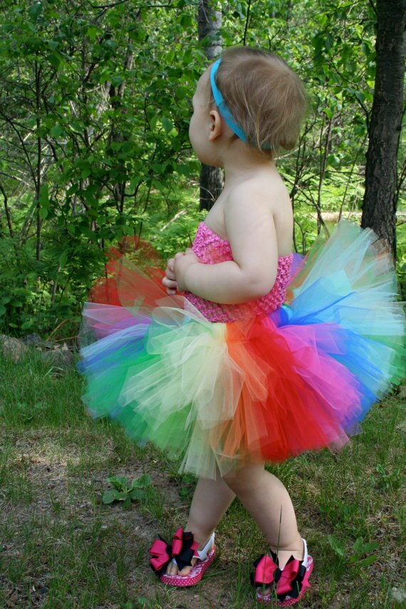 Fluffy baby fødselsdag tutu nederdel spædbarn regnbue tutu børn fest slid dans nederdel småbørn piger nederdel tutu nederdel baby