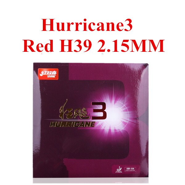 DHS Hurricane 3 H38 Control / Loop Pips-in Table Tennis (PingPong) Rubber With Sponge: Red H39 2.15mm