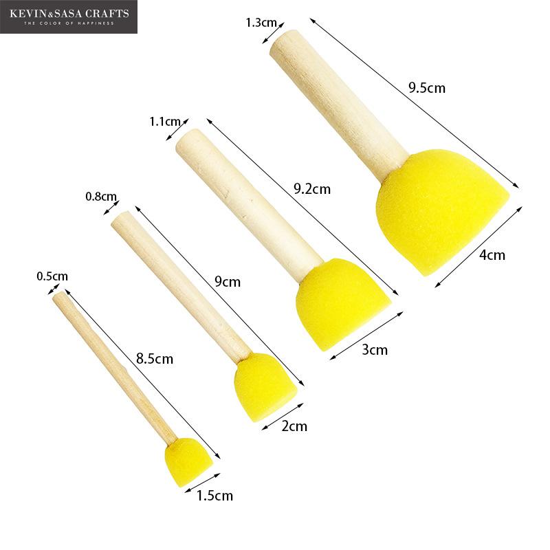 Pincel de esponja para pintar con acuarela para niños, suministros de arte, conjunto de pinceles, esponja corporal de madera para pelo, pintura al óleo de 4 tamaños, 4 Uds./venta