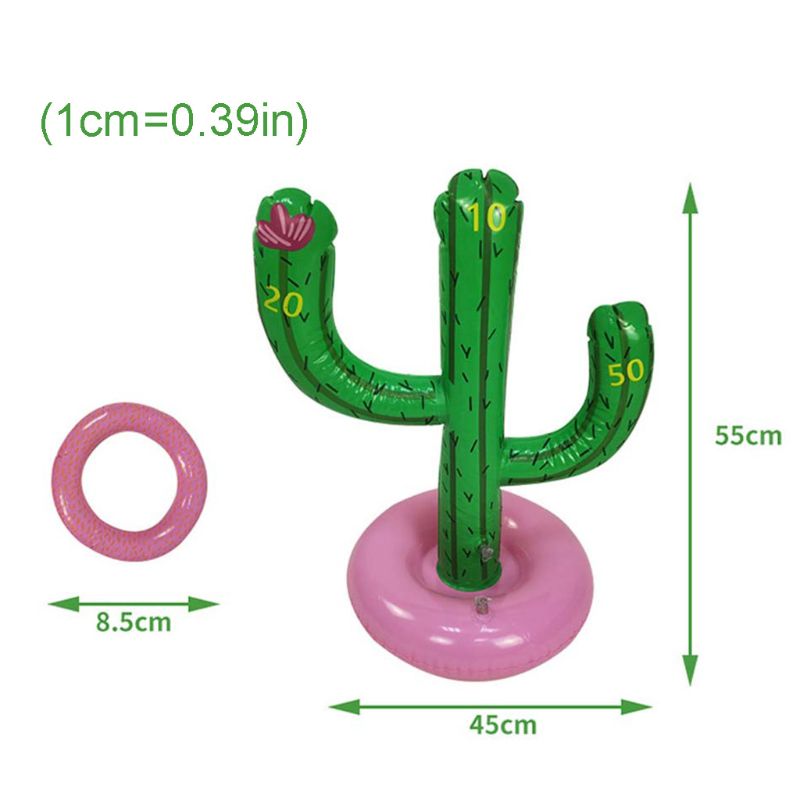 Inflatable Cactus and Three Throwing Rings Set Outdoor Interactive Game Children Toy Kids Toss Throwing Training Props