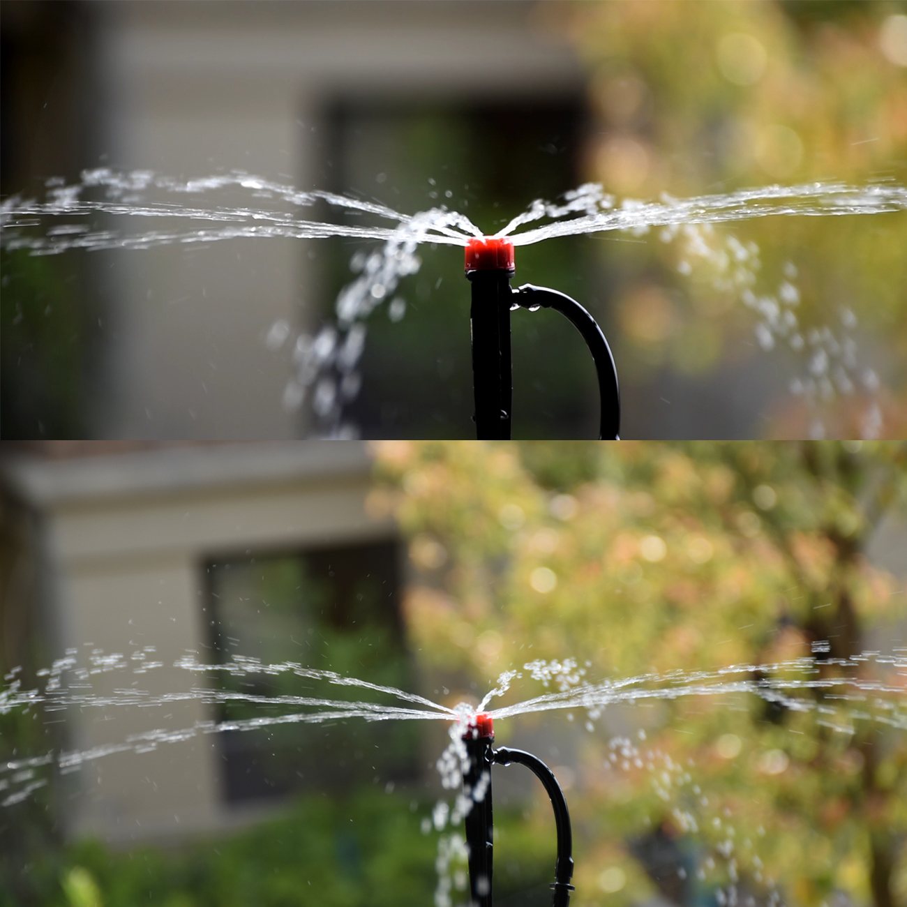 KESLA Drip Irrigation System 1/4'' Hose Adjustable 13CM Sprinkler Kit 4-Way Micro Watering Flow for Garden Flowers Vegetables