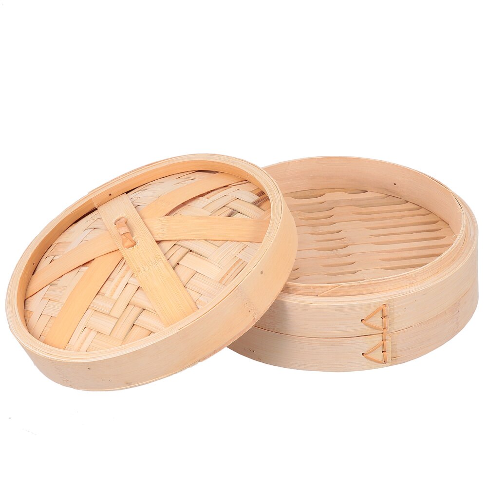 1 Set Chinese Bamboo Steamer Bamboo Food Steamer with Lid Kitchen Cooking Tool: 22.3CM