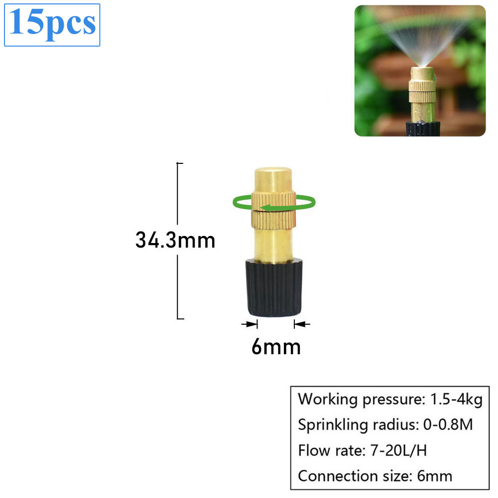 Micro Drip Irrigation Misting Nozzle Adjustable Spray Cooling Sprinkler 1/4 Tee Barb Connector For Garden Greenhouse: Red