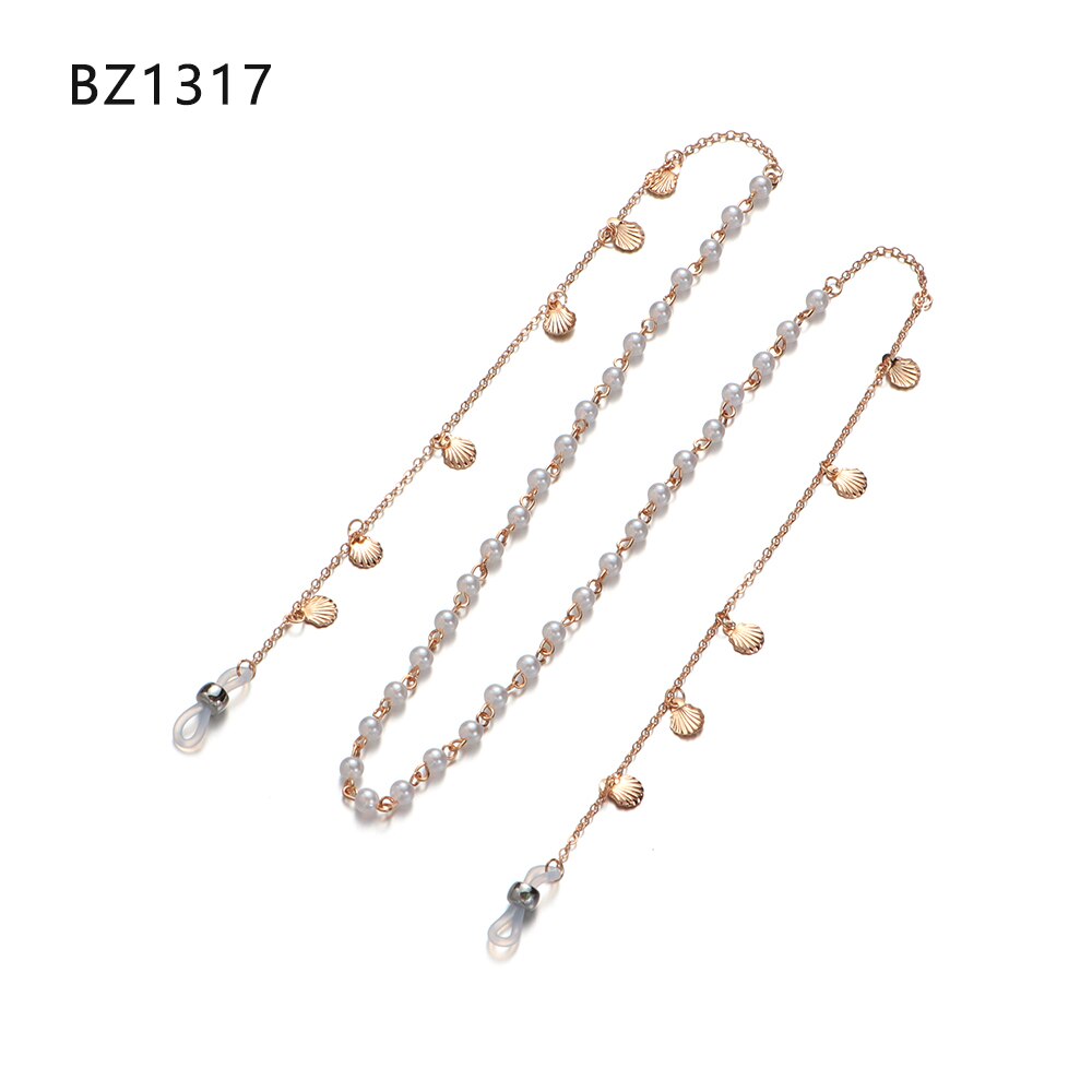 Nouvelle or lunettes chaînes lunettes de soleil lecture cristal perles lunettes chaîne femmes lunettes porte-cordon cou sangle corde: BZ1317