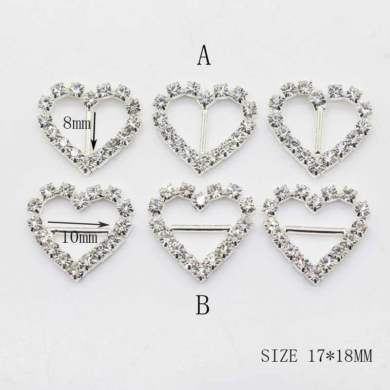 ! 10 st, silver strass band spänne, metall glidspänne, rosett pannband diy scrapbook dekoration tillbehör