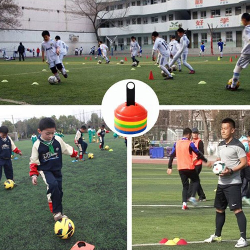 10pcs/set Soccer Training Sign Flat Pressure Resistant Cones Marker Discs Bucket Marker PE Football Training