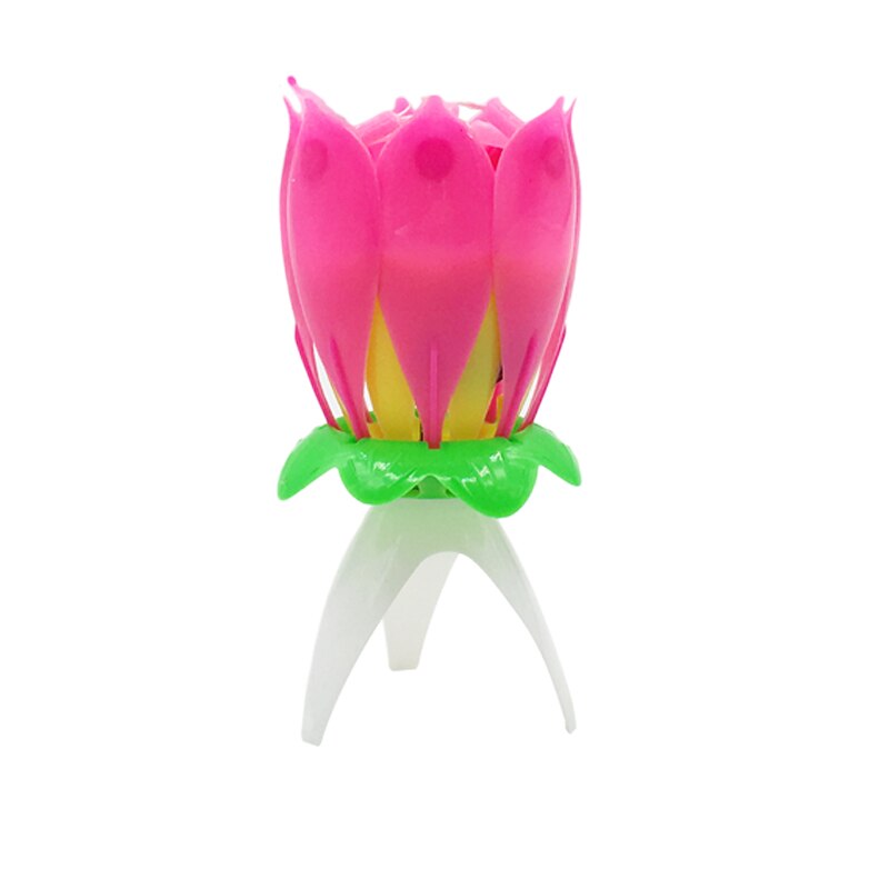 Korte Romantische Muzikale Kaars Lotus Bloem Party Art Gelukkige Verjaardag Kaars Lights Party Diy Taart Decoratie Voor Kids