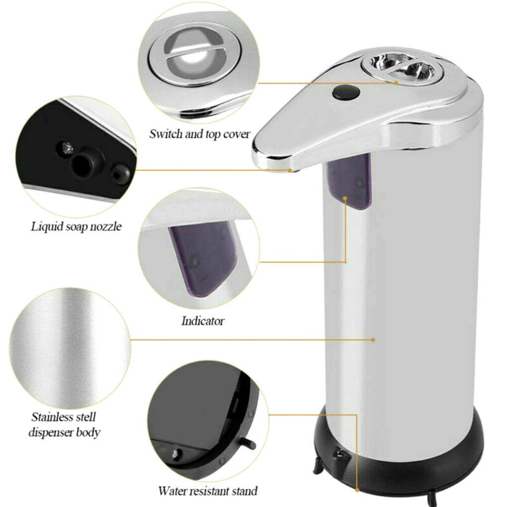 Automatic Soap Dispenser Infrared Touchless Motion Bathroom Dispenser Smart Sensor Liquid Stainless Steel Soap Dispenser