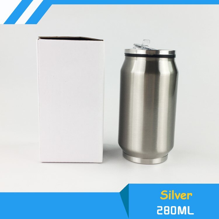 2pcs/lot Blank Sublimation 280ml/500ml Coke Bottle Cup Transfer Prtinting by Sublimation INK DIY Transfer Heat Press Printing: 280ml Silver