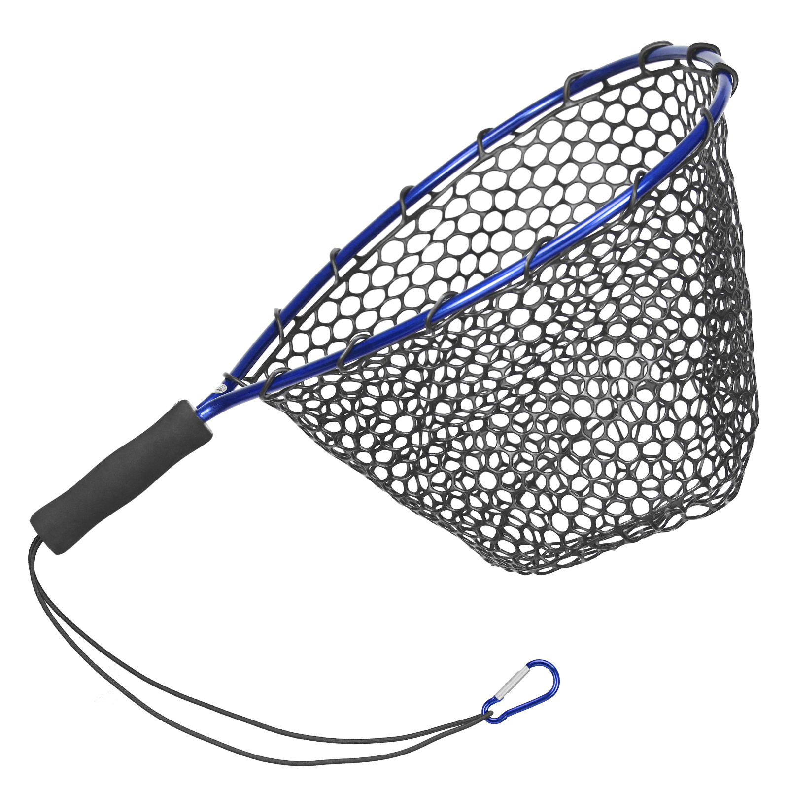 Fishing Net Fish Landing Net Aluminium Alloy Rod EVA Handle with Elastic Strap and Carabiner Accessories for Catching Fishes