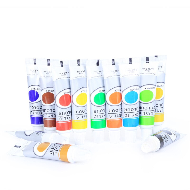 Acryl Verf Set Handgeschilderde 12-Kleur Schilderen Art Verf Tekening Pigment Muurverf Diy Voor Beginners kunstenaars
