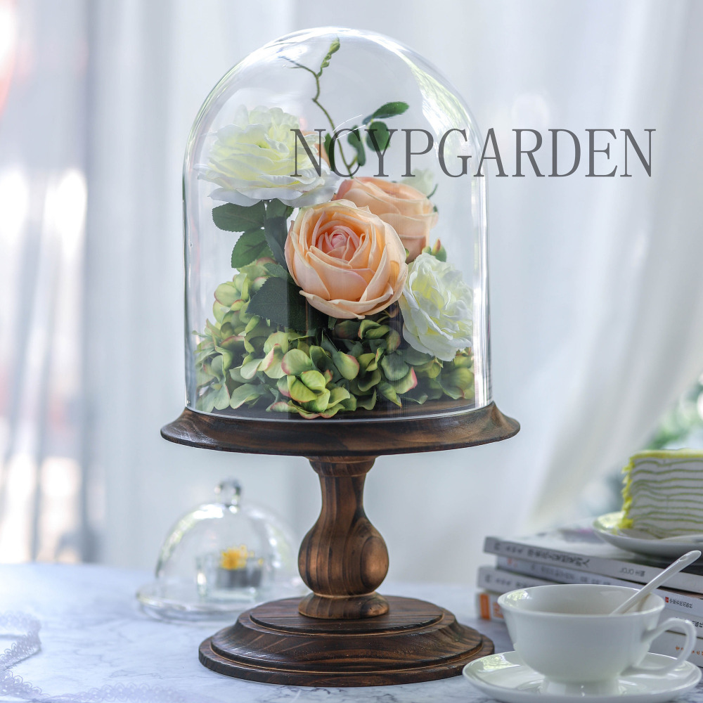 Glaskuppel stor piedestal klar cloche bell jar display stativ til rose bryllup hjemmepynt kun defekt cloche