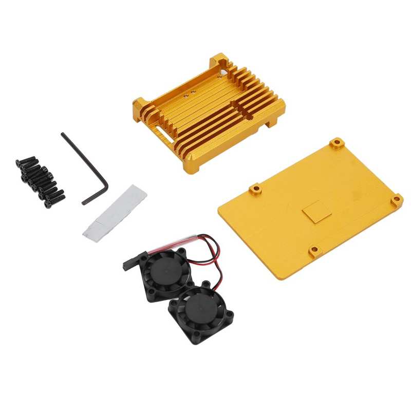 Protective Shell Enclosure Cover Protection Casing Golden Quick Heat Dissipation Aluminium Alloy High Harness for Raspberry Pi 4