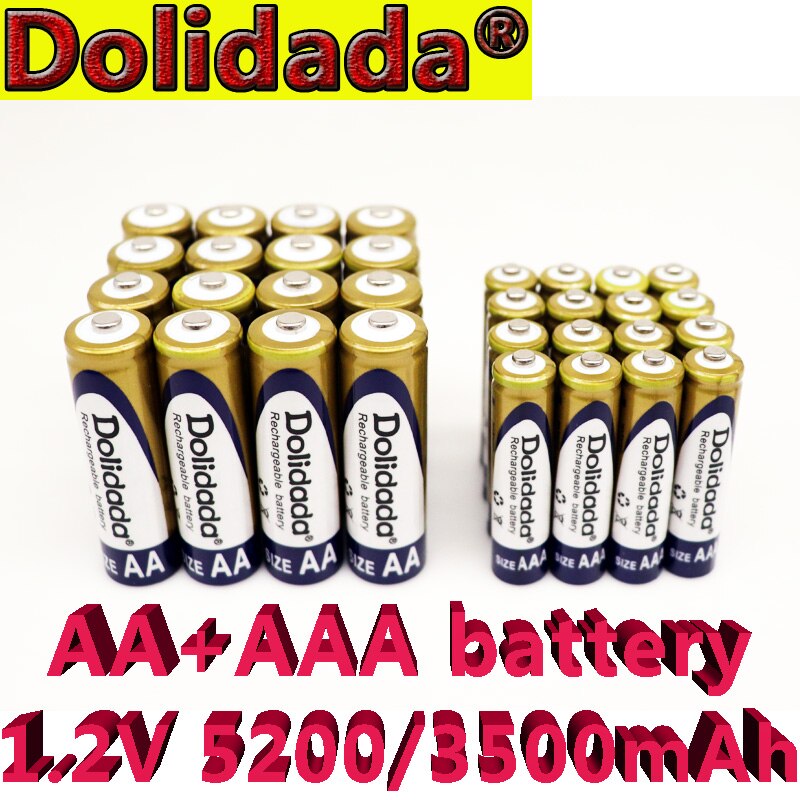 1.2V Aa Batterij 5200Mah Aaa Batterij 3500Mah Ni-Mh Oplaadbare Aa Batterij Voor Elektrische Scheermes, radio, Gamepad En Meer.