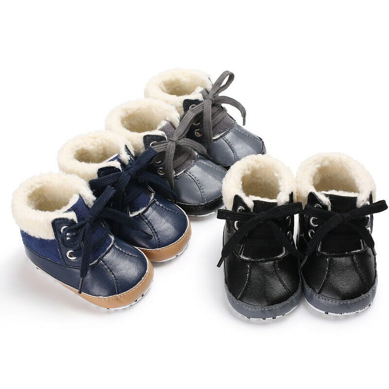 Infant Toddler Shoes Baby Boy Ankle Snow Boots Crib Shoes Anti-slip Sneakers 0-18M