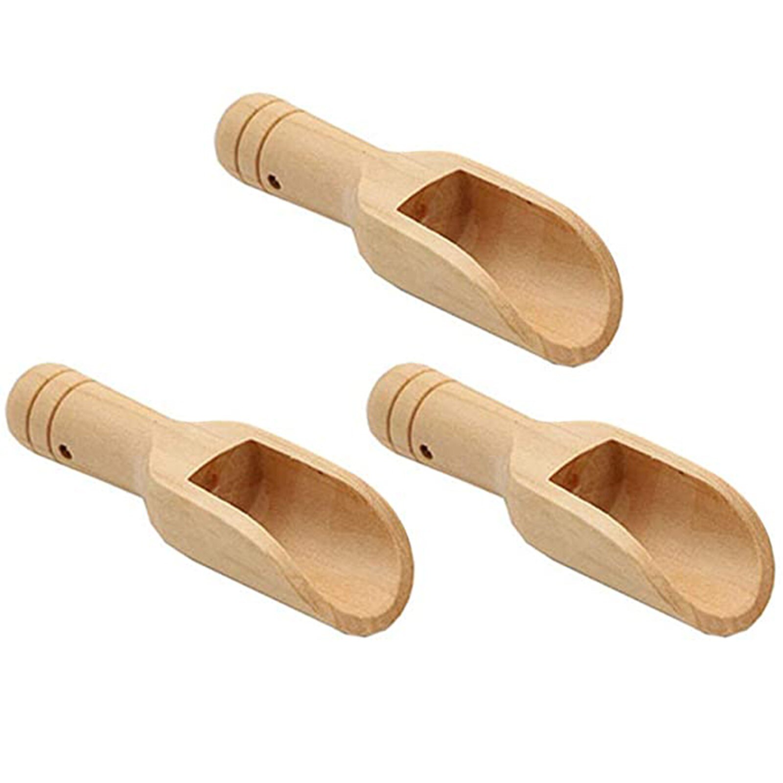 Lepels 3Pc Mini Houten Lepel Ronde Handvat Scoop Kruiden Houten Lepel Is Knooploos En Duurzaam Cuchara Madera: Default Title