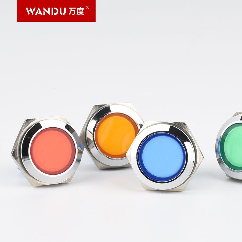 WANDU 16mm pilot lamp red green yellow bule 12V 24V 110V 250V led metal indicator lamp indicator light single lamp waterproof