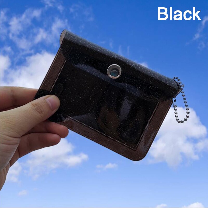 1Pc Transparent Imperméable PVC Porte-Carte Mini Portefeuille Filles Porte-Monnaie Fille Sac De Rangement Sac: BK