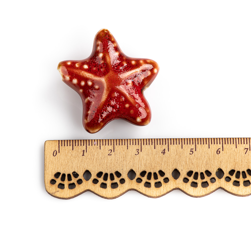 40 # Colgante de cuentas de cerámica de estrella de mar grande roja, forma especial de , fabricación de joyas de porcelana para collar y pulsera, 2 uds. # XN171