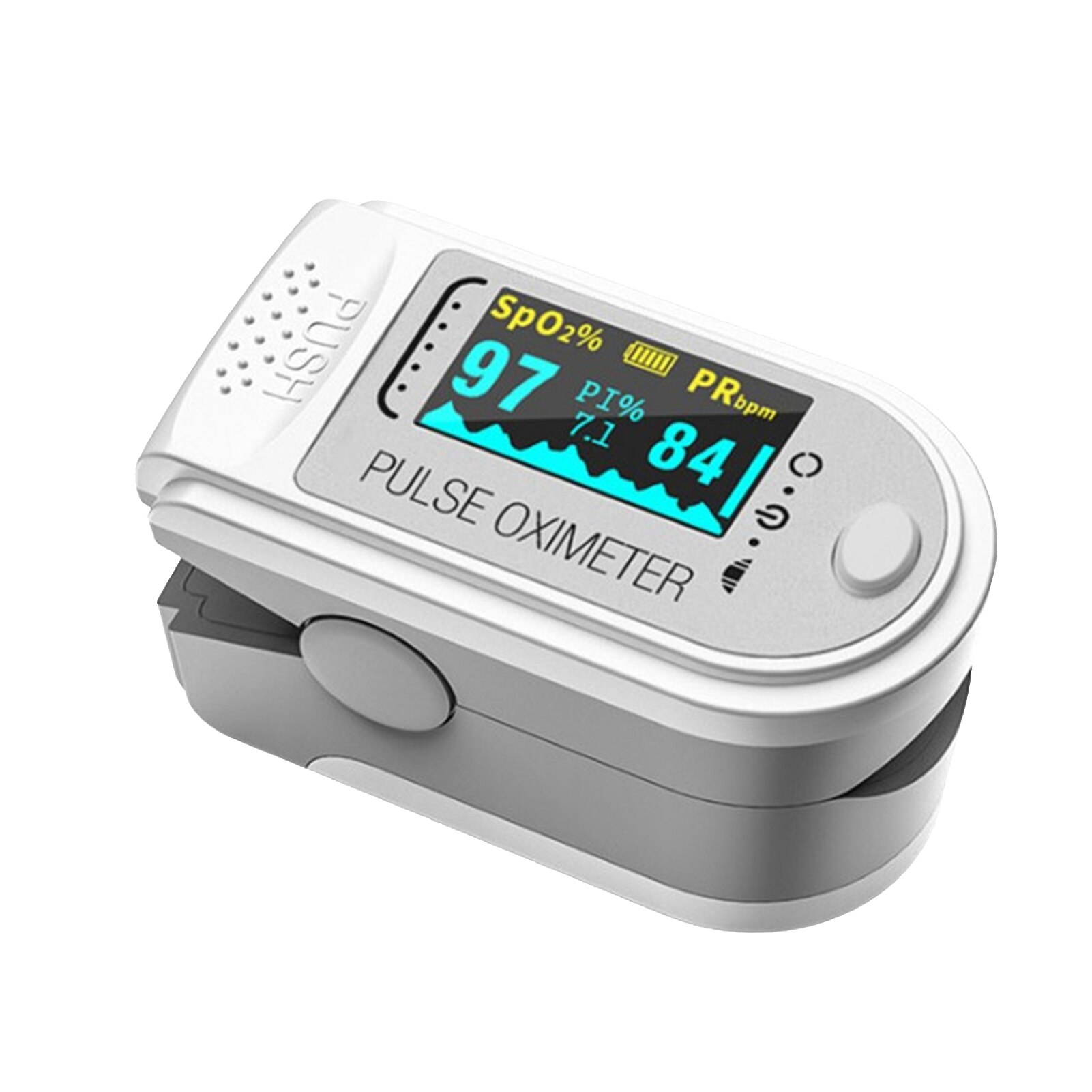 OLED Display Pulse Oximeter Portable Finger Oximeter Blood Oxygen Saturation Monitor SPO2 Pulse Rate Meter Pulsoximeter: Type B White