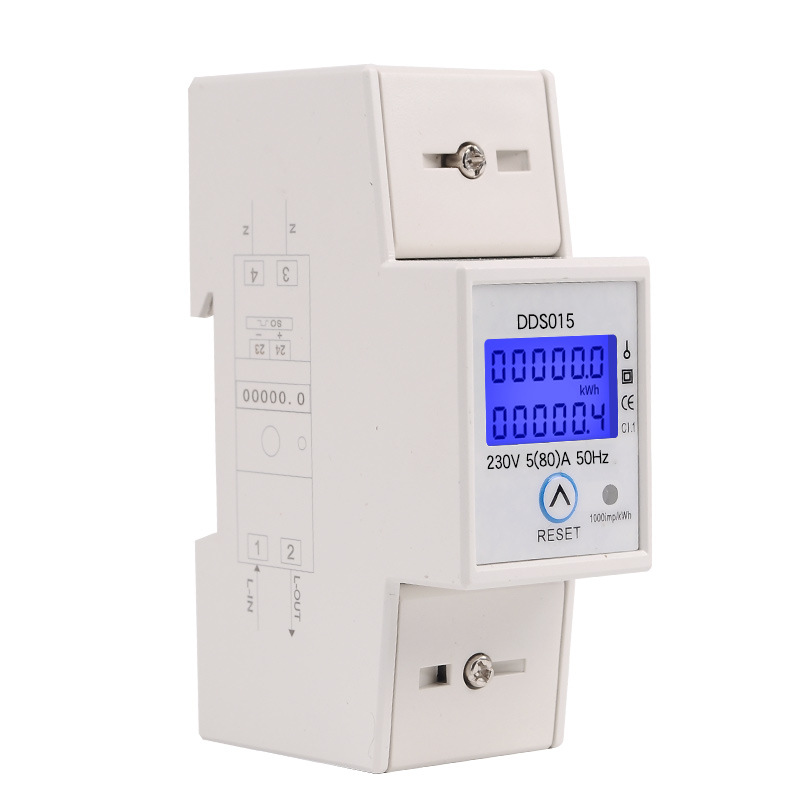 Newest DDS015 Smart Energy Meter Single Phase Power Consumption Meter Electric KWh Meter LCD Energy Meter 5-80A 230V: Default Title