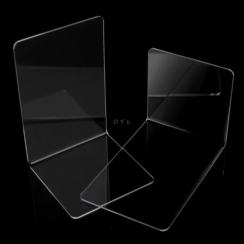 2 sztuk przezroczysty akrylowy podpórki do książek w kształcie litery L Organizer na biurko ambona stojak na książkę szkoła papiernicze akcesoria biurowe