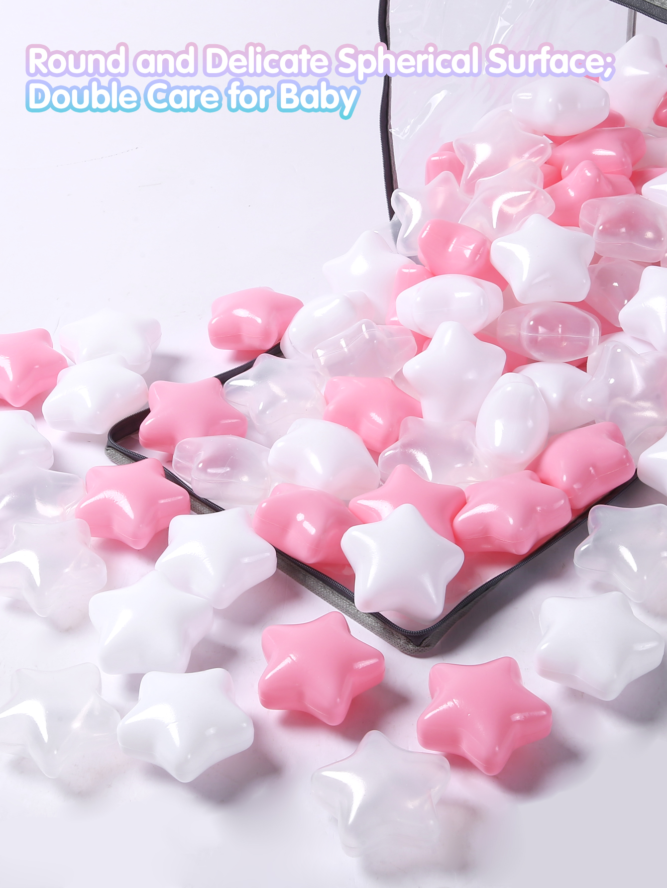 150 Stück ungiftige, weiche BPA-Kunststoffkugeln, 2,67 Zoll, Stern, mehrfach geformt, für Kinder, Spielhaus, Pool, Geburtstagsparty-Dekoration