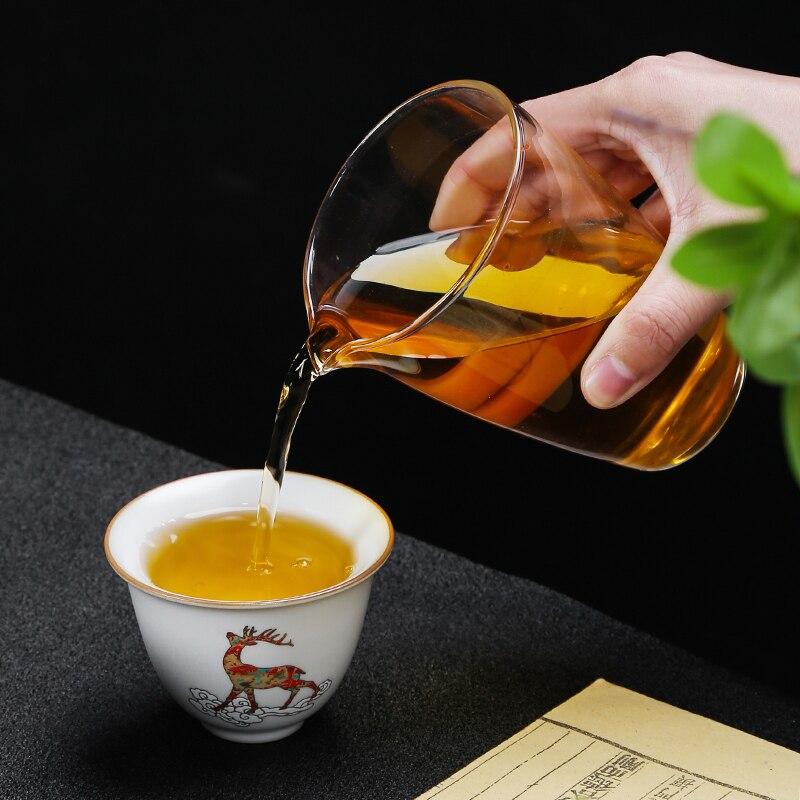 Taza de té China pintada a mano, juego de cerámica hecho a mano, taza maestra, tazón de té, taza individual portátil Personal, 4 piezas