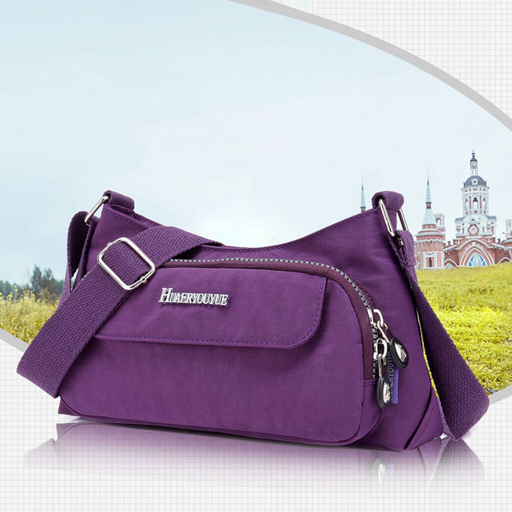 Women Nylon Available Shoulder Bag Waterproof Daily Crossbody Bag Woman Business Handbag Travel Pack Bolsa In stock #YJ: Purple 