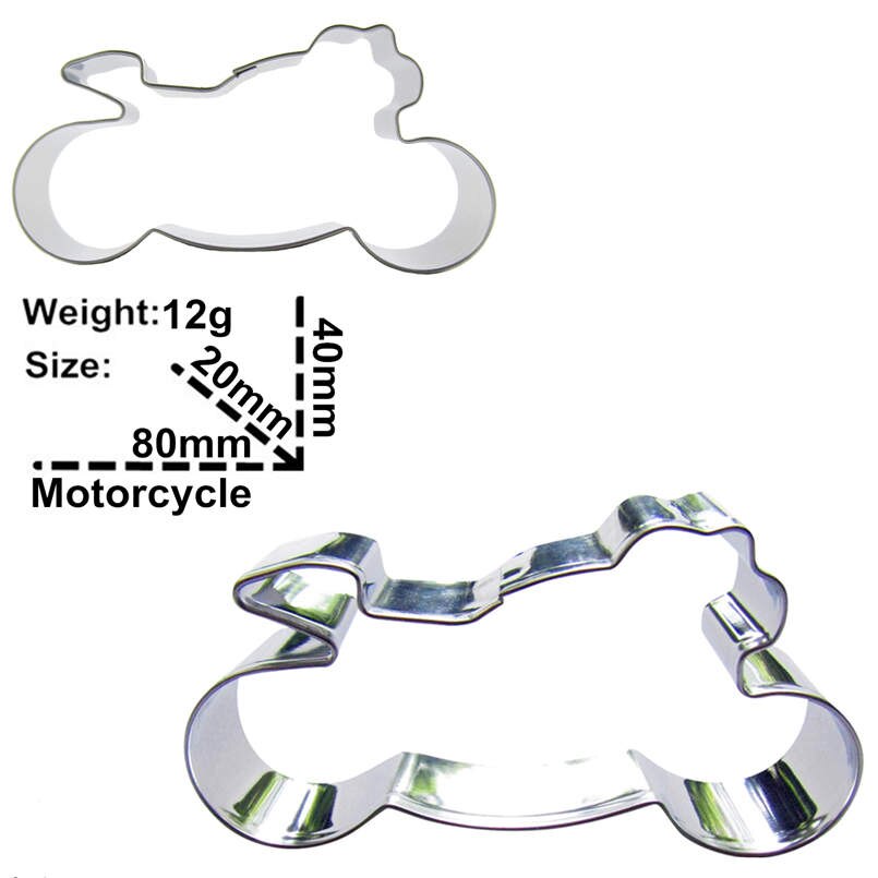 Motorfiets vorm 3 stuk biscuit cutting mallen, bakken tools, cake decorating soft candy gereedschap.