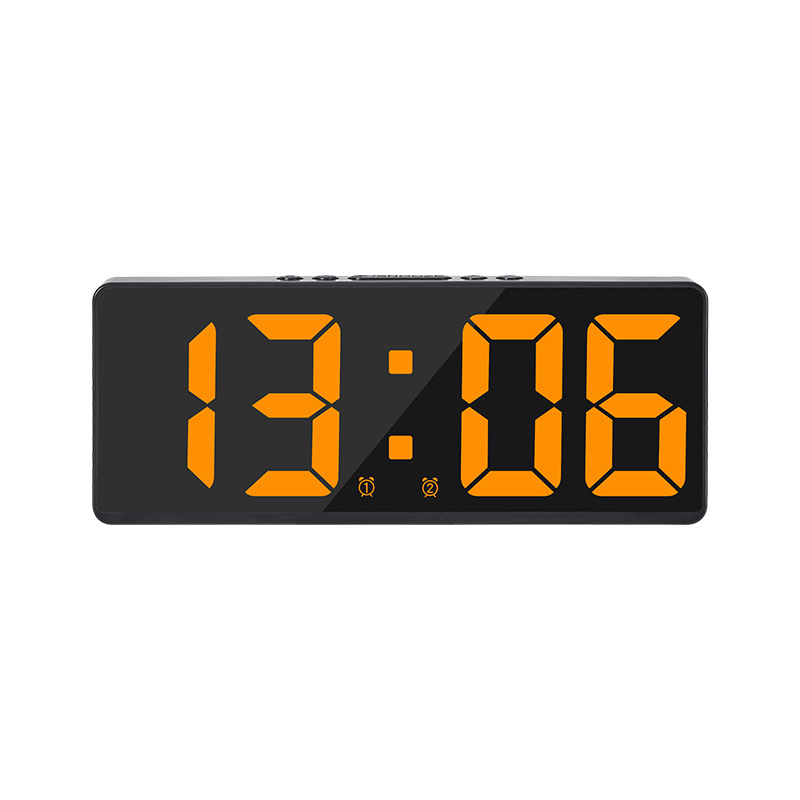 Spraakbesturing Digitale wekker Temperatuur Snooze Nachtmodus Desktop Tafelklok 12/24H Anti-storen Functie LED Klokken Horloge: YELLOW