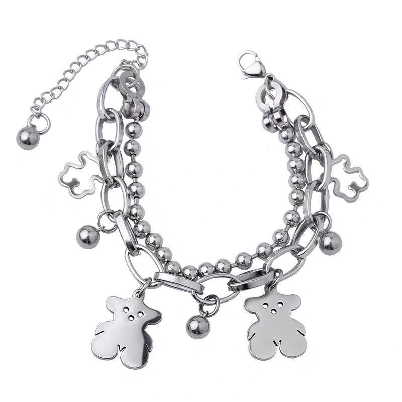 Hollow Bear Armband Ketting Voor Vrouwen Roestvrij Stalen Armband Charm Vrouwen Sieraden