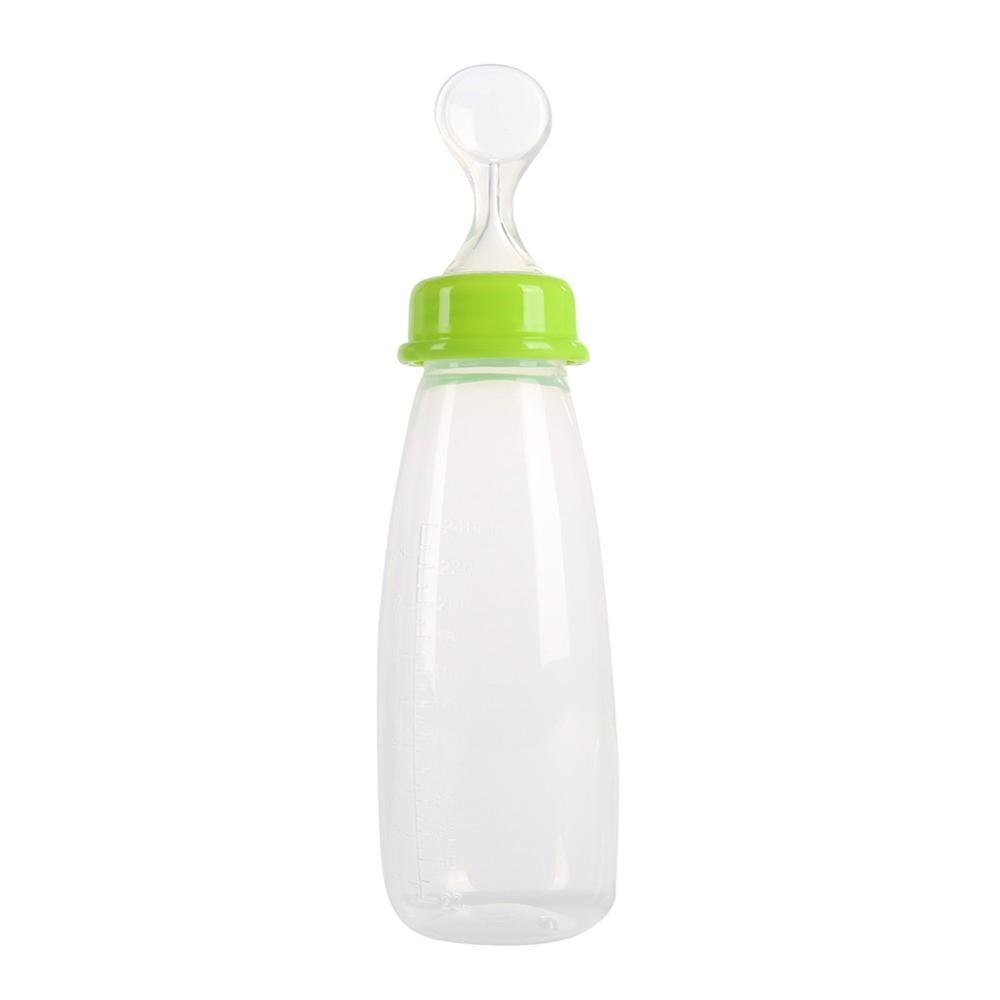 Baby Feeding Silicone Bottle With Spoon Food Supplement Rice Paste Feeding Bottles Convenient Practical BPA Free 240ML: g